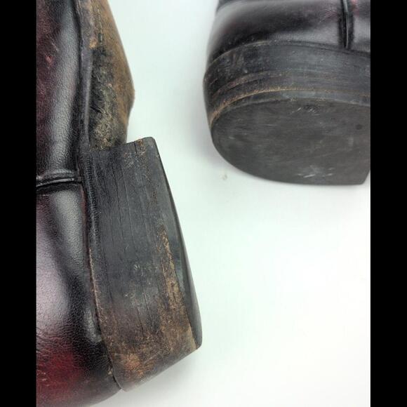VTG 70s LUCCHESE CLASSICS Sz 10.5C L6631 Black Cherry Goat Leather Western Boots